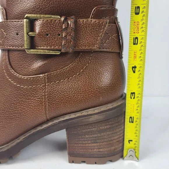 ZODIAC Georgia Round Toe Block Heel Zip-Up Riding Boot 6 M